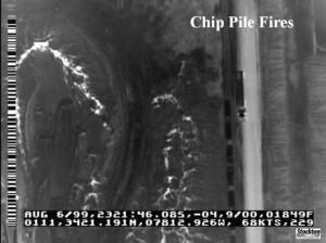 Infrared image of chip pile fire 